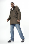Купить Парка мужская зимняя с мехом коричневого цвета 2258K, фото 9