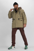 Купить Парка мужская зимняя с мехом цвета хаки 2258Kh, фото 12