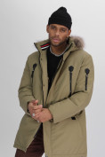 Купить Парка мужская зимняя с мехом цвета хаки 2258Kh, фото 14