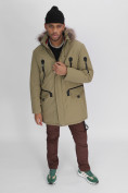 Купить Парка мужская зимняя с мехом цвета хаки 2258Kh, фото 20