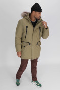 Купить Парка мужская зимняя с мехом цвета хаки 2258Kh, фото 21