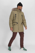 Купить Парка мужская зимняя с мехом цвета хаки 2258Kh, фото 3