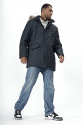 Купить Парка мужская зимняя с мехом темно-серого цвета 2258TC, фото 8