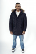 Купить Парка мужская зимняя с мехом темно-синего цвета 2258TS, фото 12