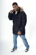 Купить Парка мужская зимняя с мехом темно-синего цвета 2258TS, фото 13