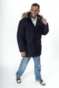 Купить Парка мужская зимняя с мехом темно-синего цвета 2258TS, фото 14