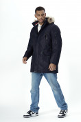 Купить Парка мужская зимняя с мехом темно-синего цвета 2258TS, фото 2