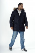 Купить Парка мужская зимняя с мехом темно-синего цвета 2258TS, фото 3