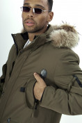 Купить Парка мужская зимняя с мехом коричневого цвета 2260K, фото 18