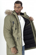 Купить Парка мужская зимняя с мехом цвета хаки 2260Kh, фото 12