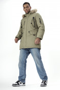 Купить Парка мужская зимняя с мехом цвета хаки 2260Kh, фото 15