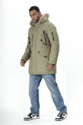 Купить Парка мужская зимняя с мехом цвета хаки 2260Kh, фото 2