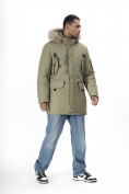 Купить Парка мужская зимняя с мехом цвета хаки 2260Kh, фото 3