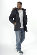 Купить Парка мужская зимняя с мехом темно-серого цвета 2260TC, фото 11
