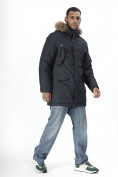 Купить Парка мужская зимняя с мехом темно-серого цвета 2260TC, фото 3