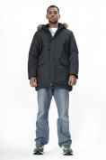 Купить Парка мужская зимняя с мехом темно-серого цвета 2260TC, фото 7