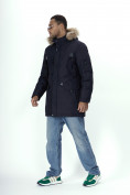 Купить Парка мужская зимняя с мехом темно-синего цвета 2260TS, фото 13