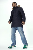 Купить Парка мужская зимняя с мехом темно-синего цвета 2260TS, фото 2
