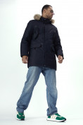 Купить Парка мужская зимняя с мехом темно-синего цвета 2260TS, фото 3