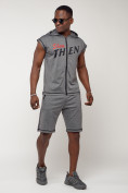Купить Спортивный костюм летний мужской серого цвета 2264Sr, фото 2
