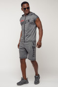 Купить Спортивный костюм летний мужской серого цвета 2264Sr, фото 3