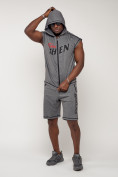 Купить Спортивный костюм летний мужской серого цвета 2264Sr, фото 4