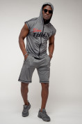 Купить Спортивный костюм летний мужской серого цвета 2264Sr, фото 5