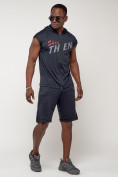 Купить Спортивный костюм летний мужской темно-синего цвета 2264TS, фото 3