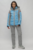 Купить Горнолыжная куртка женская зимняя великан голубого цвета 2272-1Gl, фото 14