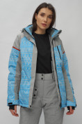 Купить Горнолыжная куртка женская зимняя великан голубого цвета 2272-1Gl, фото 4