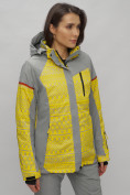 Купить Горнолыжная куртка женская зимняя великан желтого цвета 2272-1J, фото 3