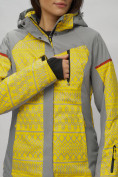 Купить Горнолыжная куртка женская зимняя великан желтого цвета 2272-1J, фото 4