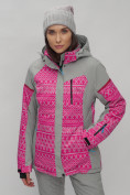 Купить Горнолыжная куртка женская зимняя великан розового цвета 2272-1R