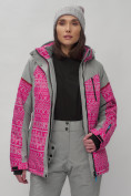 Купить Горнолыжная куртка женская зимняя великан розового цвета 2272-1R, фото 10
