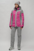 Купить Горнолыжная куртка женская зимняя великан розового цвета 2272-1R, фото 14