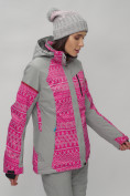 Купить Горнолыжная куртка женская зимняя великан розового цвета 2272-1R, фото 4