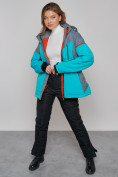 Купить Горнолыжная куртка женская зимняя большого размера бирюзового цвета 2272-3Br, фото 14