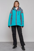 Купить Горнолыжная куртка женская зимняя большого размера бирюзового цвета 2272-3Br, фото 15