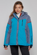 Купить Горнолыжная куртка женская зимняя большого размера синего цвета 2272-3S