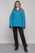 Купить Горнолыжная куртка женская зимняя большого размера синего цвета 2272-3S, фото 14