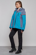 Купить Горнолыжная куртка женская зимняя большого размера синего цвета 2272-3S, фото 15
