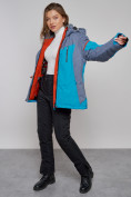 Купить Горнолыжная куртка женская зимняя большого размера синего цвета 2272-3S, фото 20