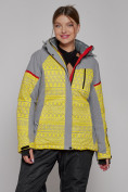 Купить Горнолыжная куртка женская зимняя желтого цвета 2272J, фото 2