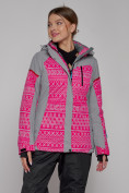 Купить Горнолыжная куртка женская зимняя розового цвета 2272R