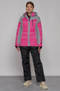 Купить Горнолыжная куртка женская зимняя розового цвета 2272R, фото 12