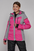 Купить Горнолыжная куртка женская зимняя розового цвета 2272R, фото 2