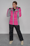 Купить Горнолыжная куртка женская зимняя розового цвета 2272R, фото 4