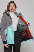 Купить Горнолыжная куртка женская зимняя большого размера бирюзового цвета 2278Br, фото 11