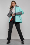 Купить Горнолыжная куртка женская зимняя большого размера бирюзового цвета 2278Br, фото 14