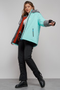 Купить Горнолыжная куртка женская зимняя большого размера бирюзового цвета 2278Br, фото 15